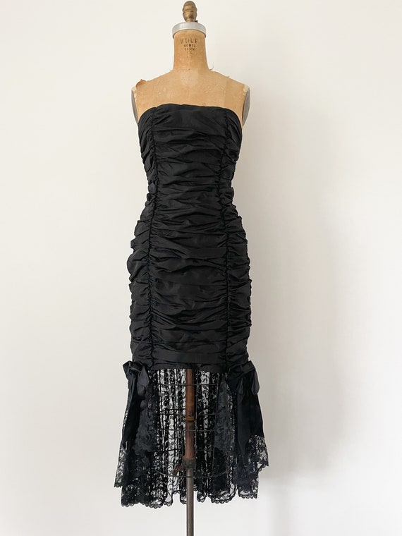 Vintage ‘80s Gunne Sax goth prom dress | straples… - image 4