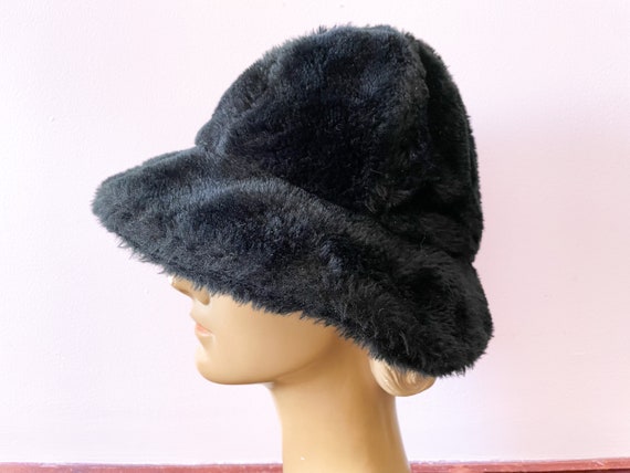 Vintage 1960’s black fuzzy faux fur bucket hat| ‘… - image 2