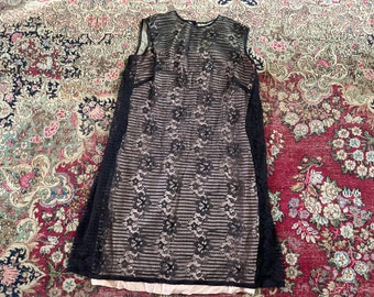 Vintage 1950’s ‘60s black lace L’Aiglon sheath dress, some flaws, size L