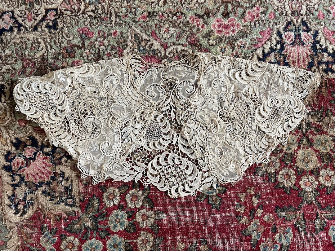Exquisite Edwardian Cream Lace Collar Antique Flapper Dress Collar