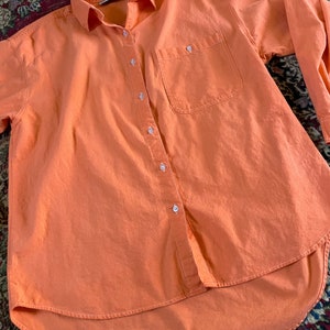 Vintage 80s neon orange button down shirt 90s aesthetic, all cotton shirt, boxy with longer back tail, Halloween image 5