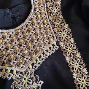Vintage black embroidered caftan dress, floor length gown Pakistan or Morrocan kaften, boho aesthetic, L/XL Bild 6