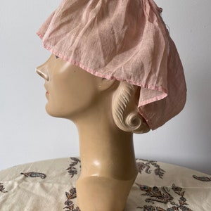 Antique 1920s 30s pale pink flower cap, flapper fairy core bride, pale pink handkerchief cotton, fairycore, cottagecore, one size adult image 2