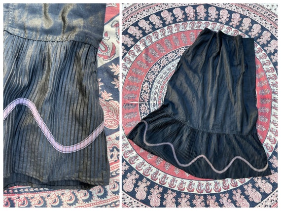 Victorian half mourning petticoat, black silk, la… - image 1