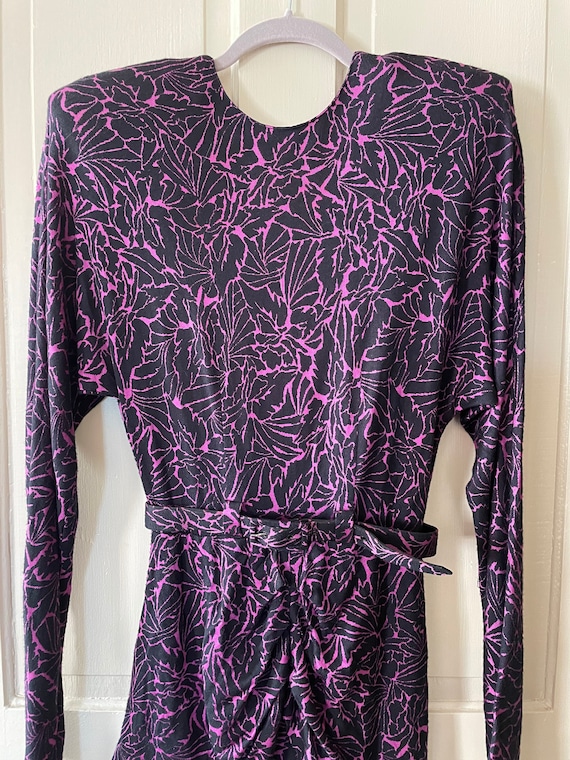 Vintage ‘80s Nicole Miller rayon knit dress with … - image 3