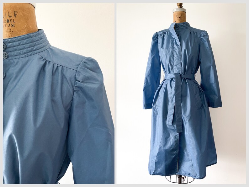 Vintage 80s lightweight rain jacket, cornflower blue Totes belted trench coat, Spring rain jacket, XS/S image 1