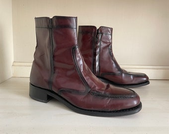 Vintage 1970’s men’s Florsheim ankle boots | oxblood leather zip 70’s boots, fit approx womens 8.5. - 9 M