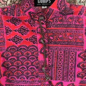 Vintage 70s Gumps San Francisco Indian hand block print tunic top, high end, bohemian dress, XS/S image 8