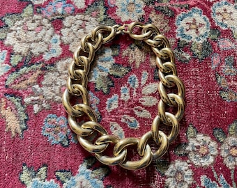 Vintage ‘80s ‘90s GIVENCHY gold link necklace | designer costume jewelry, chunky gold chain