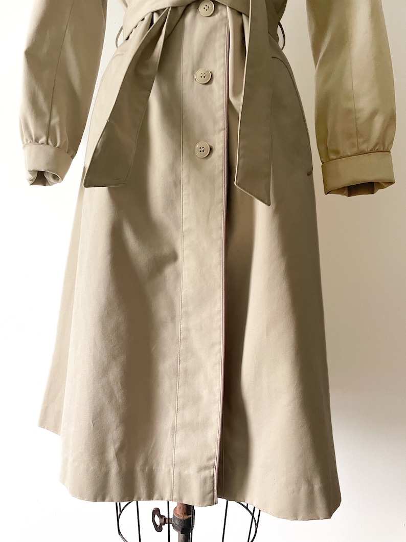 Vintage early 80s J. Gallery light tan & mauve trench coat khaki Spring jacket, belted trench coat, XS/S image 5