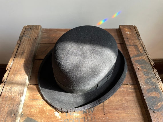 Antique distressed bowler hat, Halloween costume … - image 3