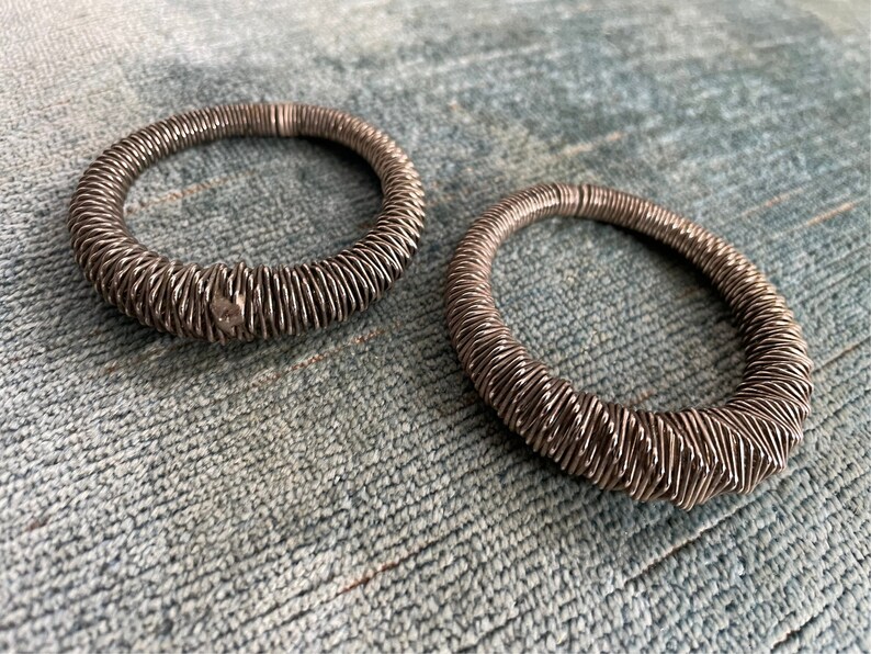 Authentic vintage tribal silver hoop earrings bohemian boho image 1