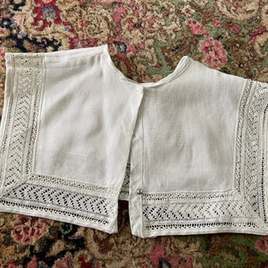 Vintage 1930s handmade linen sailor collar with crochet lace insert middy dress collar, ivory image 7
