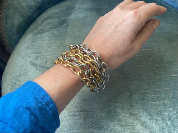 Vintage ‘80s ‘90s Anne Klein silver & gold multi … - image 1