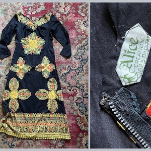 Vintage 1960’s bohemian maxi dress | ‘60s Alice Creation batik print long summer dress, hippie gown, XS/S