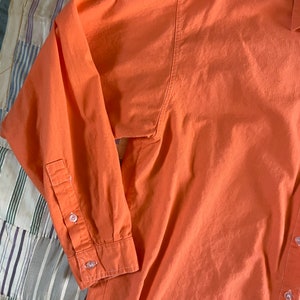 Vintage 80s neon orange button down shirt 90s aesthetic, all cotton shirt, boxy with longer back tail, Halloween image 10
