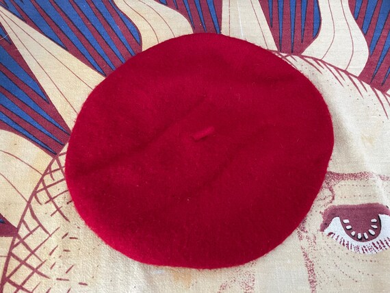 Vintage ladies red wool beret or tam, ladies hat,… - image 2