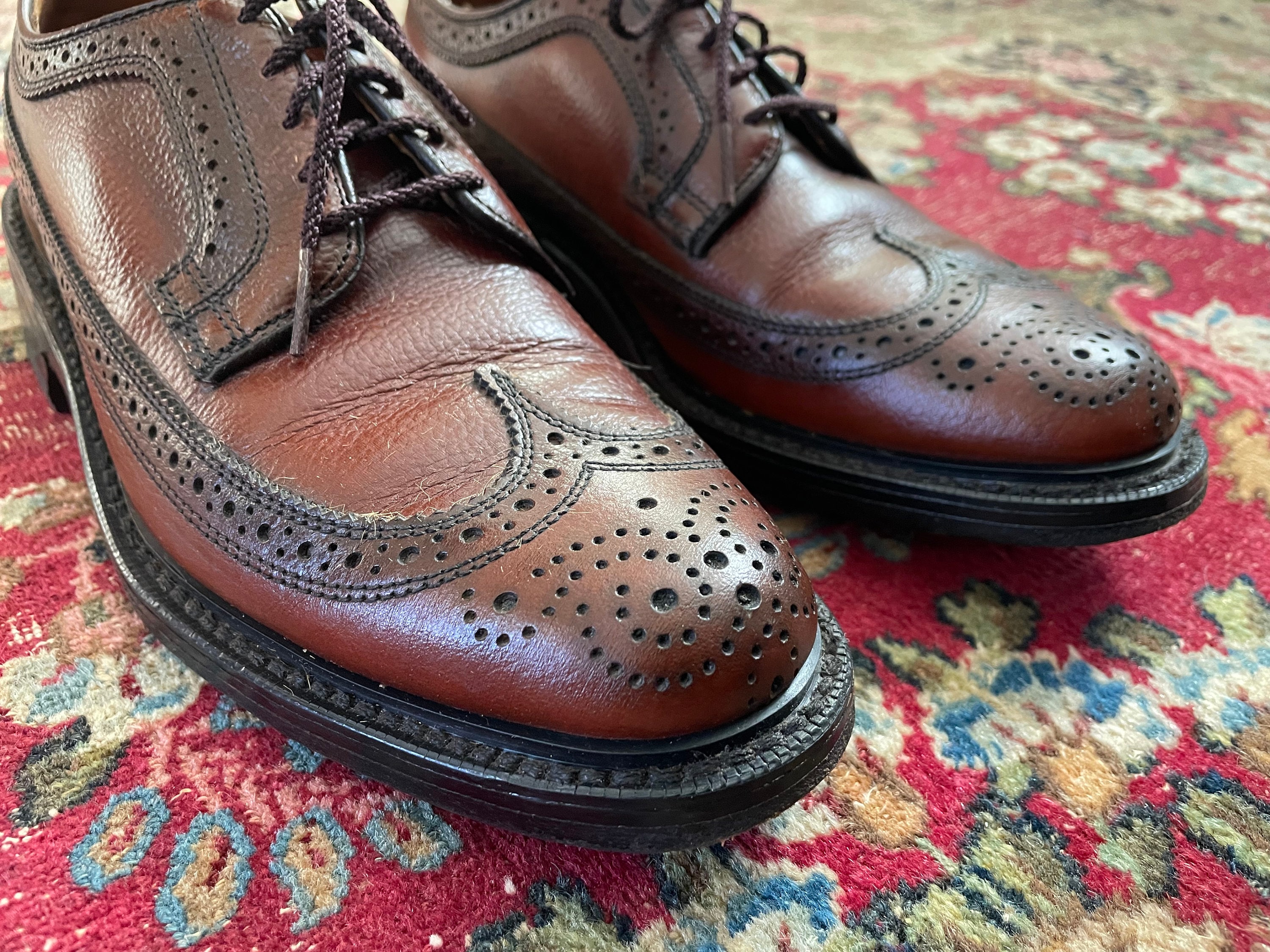 Vintage '60s Dexter Wing Tip Oxford Brogues | Cognac Brown Leather