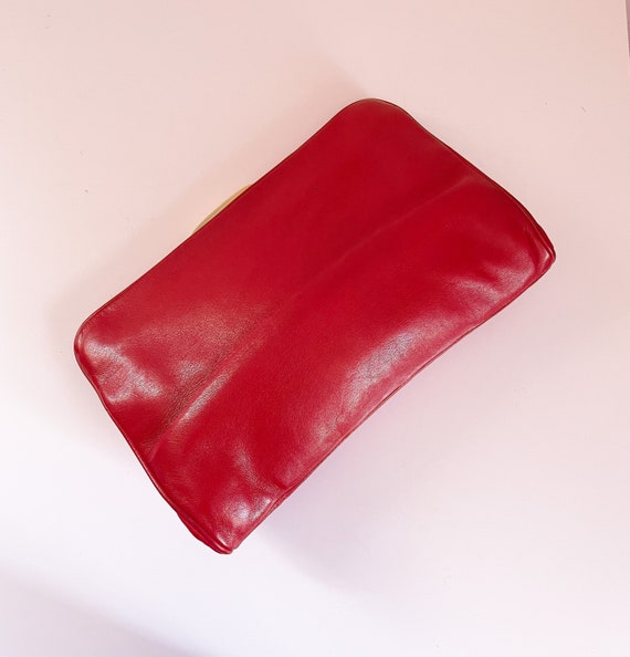 Vintage ‘80s Italian lipstick red oversize clutch… - image 4