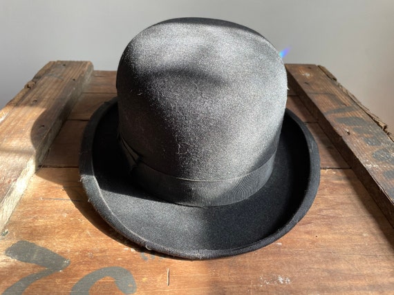 Antique distressed bowler hat, Halloween costume … - image 2