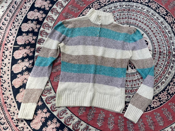 Vintage early ‘80s silk & angora striped sweater … - image 1