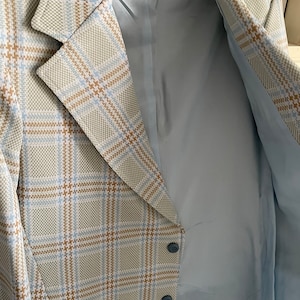 manteau sport vintage des années 1970 à large revers, esthétique des années 70 Veste printanière en polyester à carreaux pastel, mariage des années 70, homme M image 7