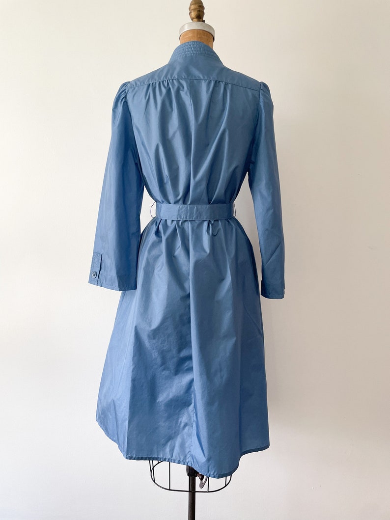 Vintage 80s lightweight rain jacket, cornflower blue Totes belted trench coat, Spring rain jacket, XS/S image 9