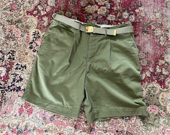 True vintage 1950’s Boy Scouts uniform shorts, drab green cotton shorts | gender neutral, size adult men’s 38W