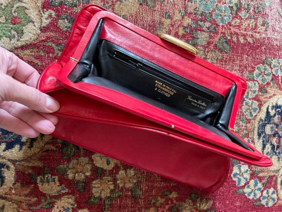 Vintage ‘80s Italian lipstick red oversize clutch… - image 2