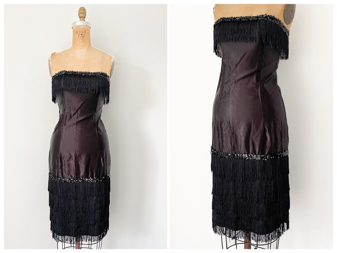 Vintage Strapless Satin Chiffon Evening Dress,Formal Prom Dress Y8074 main image 1