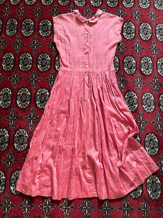 True vintage 1940’s lace appliqué heirloom dress … - image 5