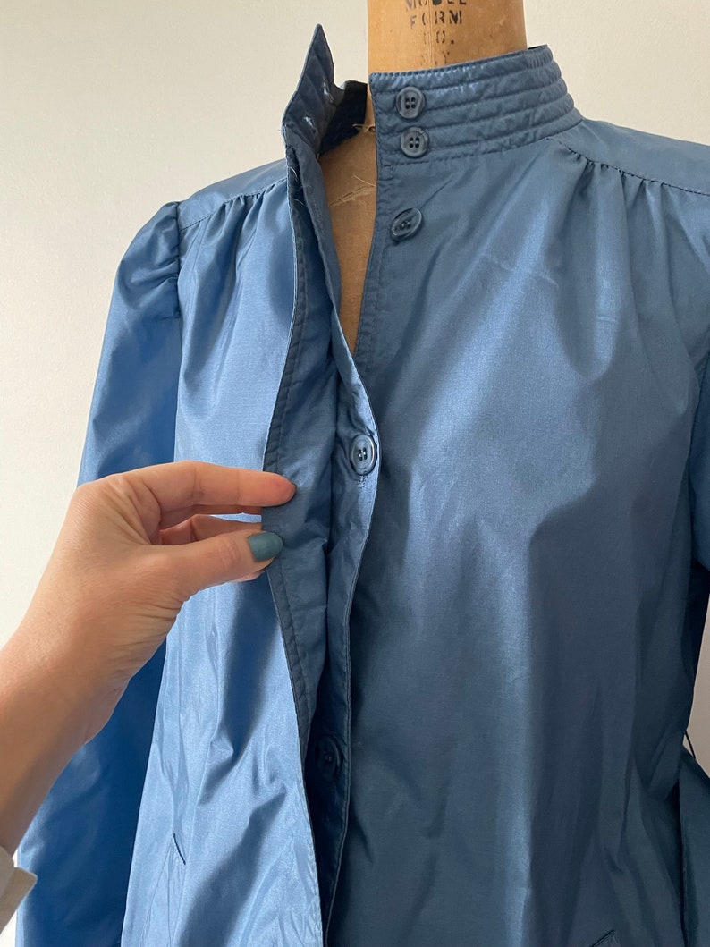 Vintage 80s lightweight rain jacket, cornflower blue Totes belted trench coat, Spring rain jacket, XS/S image 2