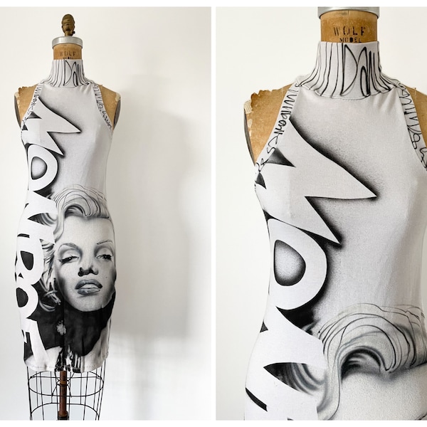Vintage ‘80s Marilyn Monroe airbrush dress, one of a kind | airbrushed tshirt dress, Street artist signed, XS/S