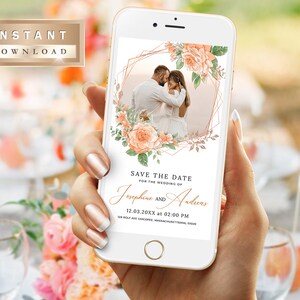 Wedding Phone Invitation Save the Date Smartphone Wedding Invitation with Photo Save the Date Smartphone Template SMS Template BEKA