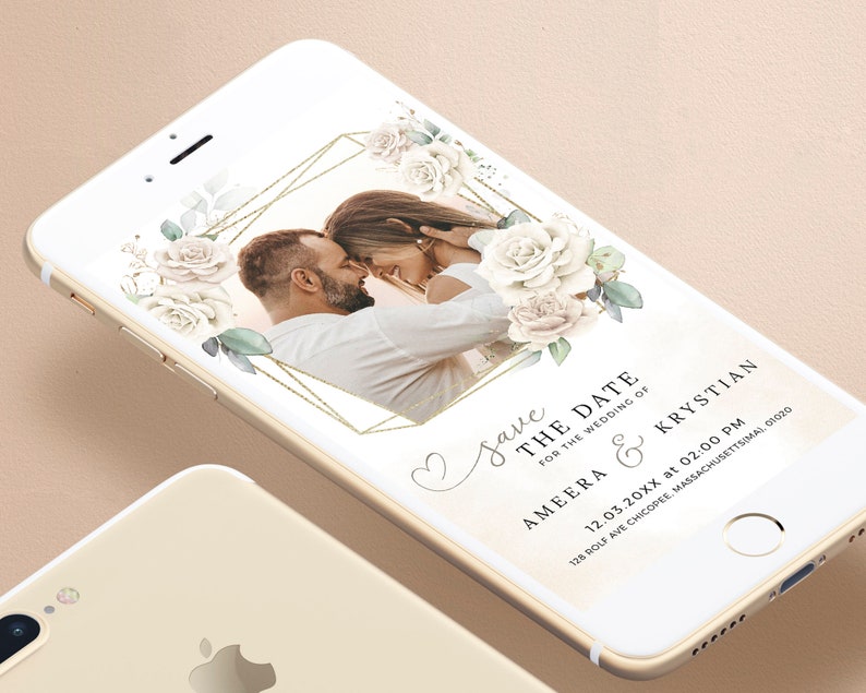 Wedding Phone Invitation Save the Date Smartphone Wedding Invitation with Photo Save the Date Smartphone Template SMS Template BEKA