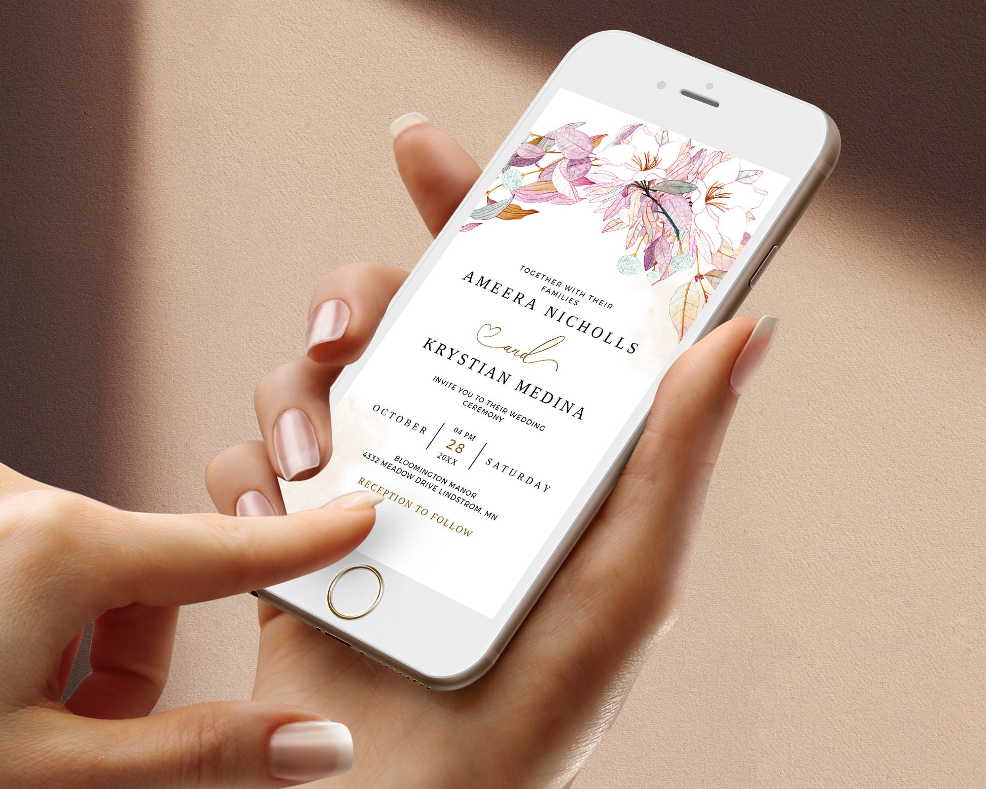 Smartphone Wedding Evite Template iPhone Electronic Etsy