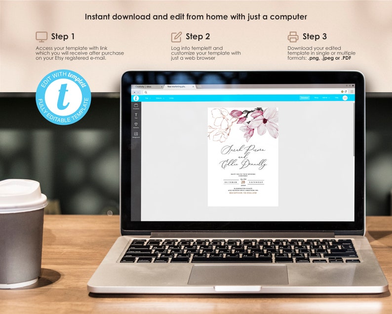 SOSA Wedding Reception and Details Template Download PDF Wedding Bundle Template Instant Download Invitation Blush Pink Respond Card