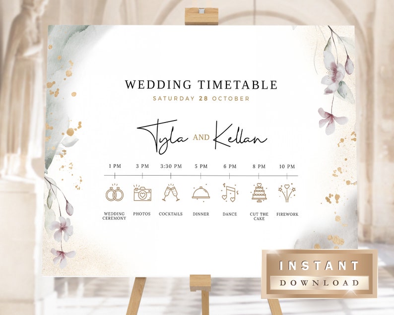 Wedding Timeline Sign Template Order of Events Sign LANA Wedding Timeline Poster Printable Wedding Day Schedule Editable Wedding Sign