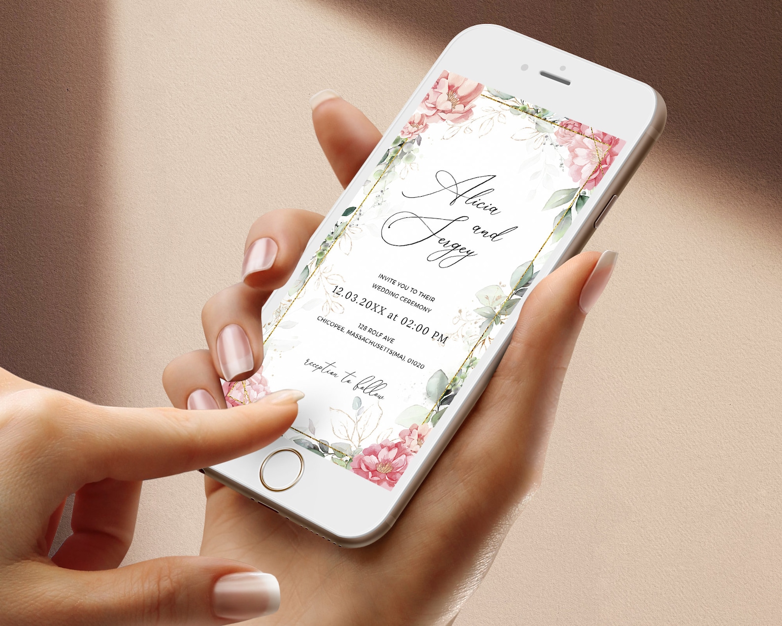 Smartphone Wedding Evite Template iPhone Electronic Etsy