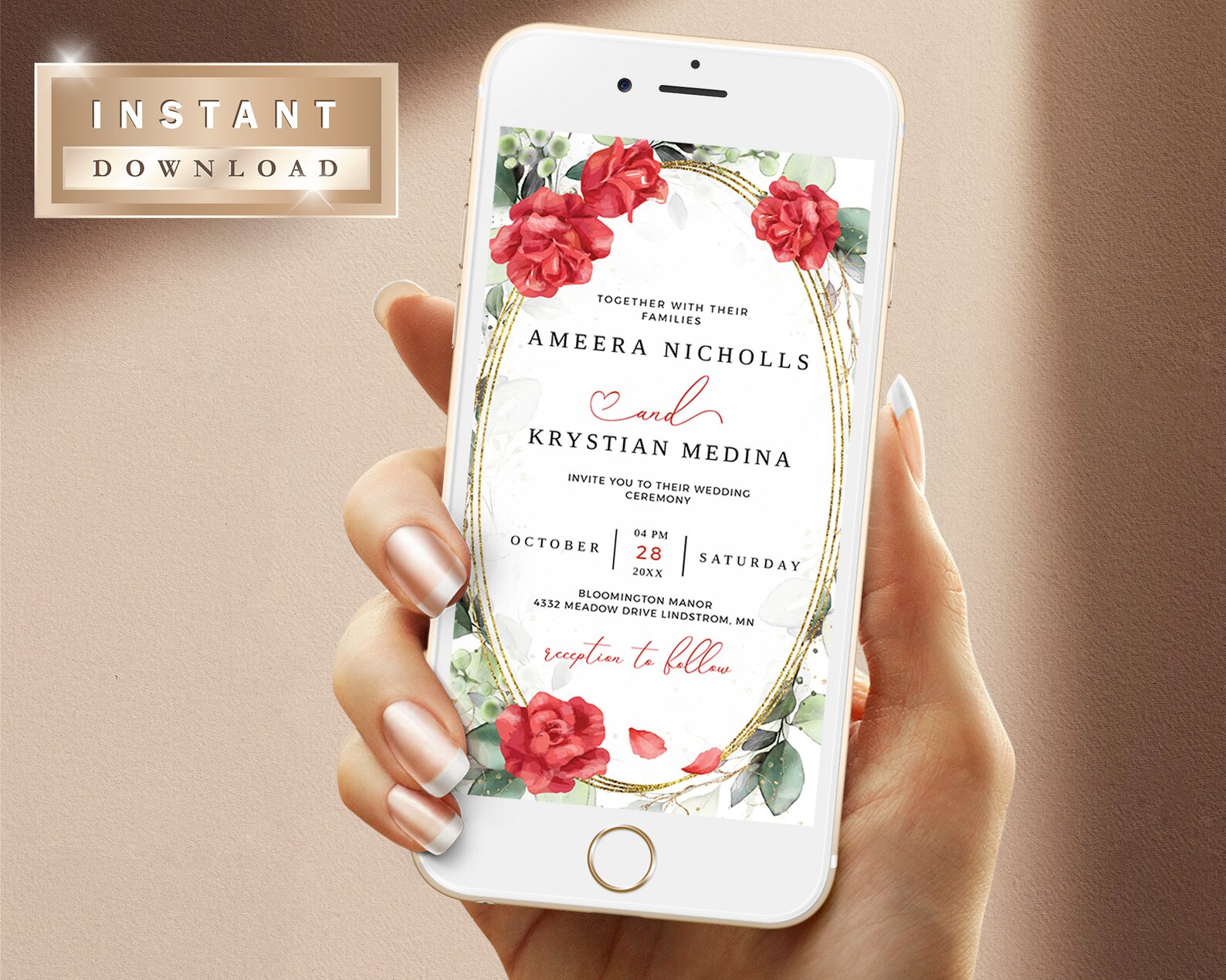 Smartphone Wedding Evite Template iPhone Electronic Etsy