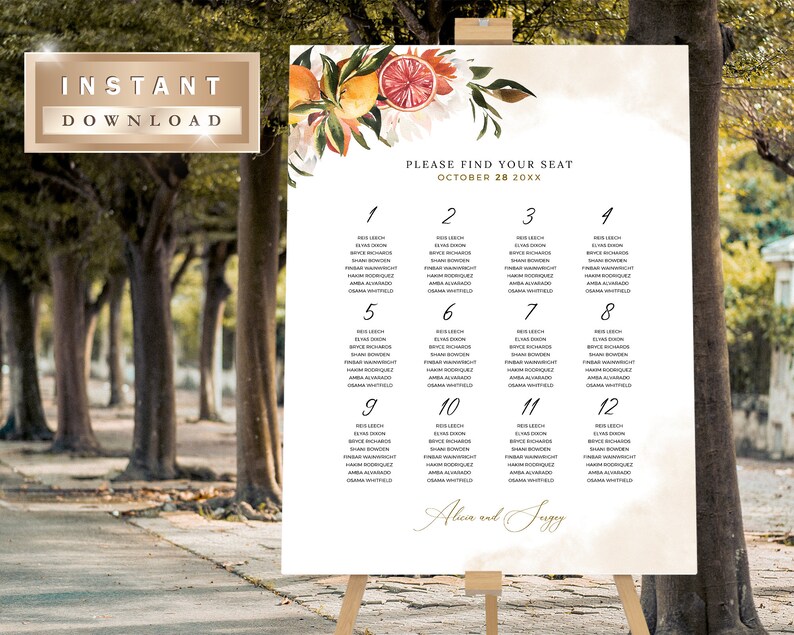 Loka Table Plan Seating Plan Templett Citrus Seating Chart Template Template Seating Chart Sign Printable Wedding Seating Chart Templates Invitations Announcements Gkjwonosari Com