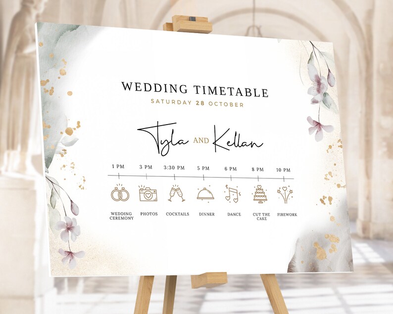 Wedding Timeline Sign Template Order of Events Sign LANA Wedding Timeline Poster Printable Wedding Day Schedule Editable Wedding Sign