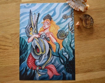 The Seacreature & the Mermaid | A5 art print
