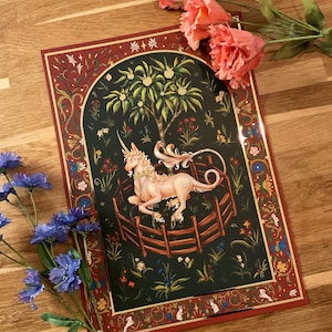 Tapisserie Licorne |  Impression d'art A3 feuille d'or