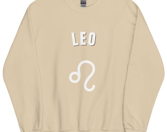 Sudadera con capucha del signo zodiacal Leo / Sudadera de cuello redondo con temática astrológica, regalo del horóscopo Leo / Ropa urbana unisex