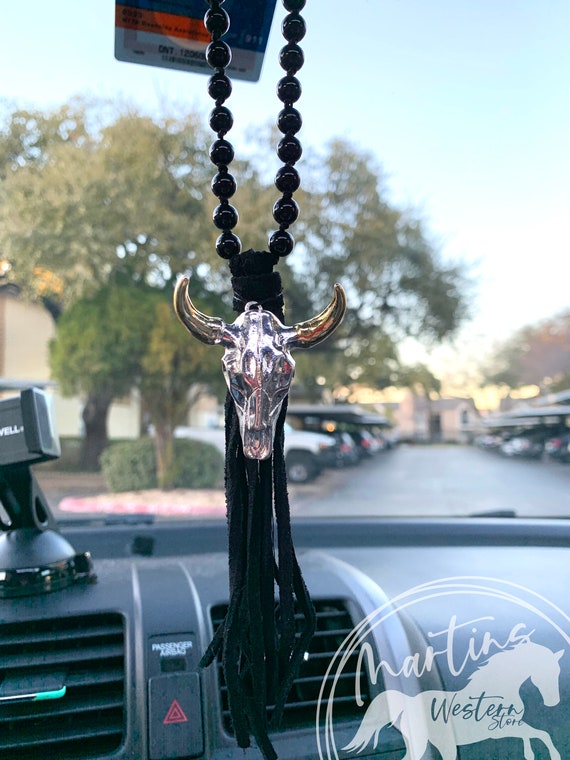 RearView Mirror Skull Bull Head Charm 