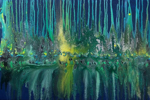 Abstraktes Kunstbild “Northern light“, Maße: 130 cm x 60 cm x 1,7 cm
