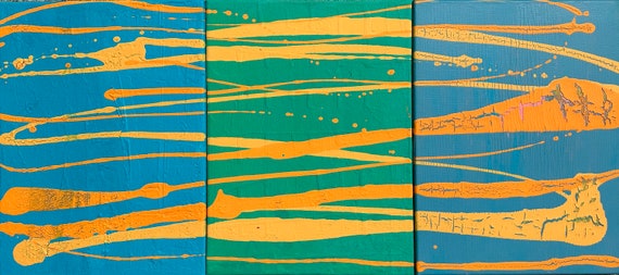 Drei Kunstbilder Triptychon „Connect”, Maße: je 30 cm x 40 cm x 1,7 cm