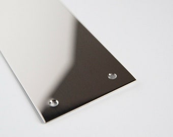 Mirror Polished Stainless Steel Metal Door Push Plate, Kick Plate, Finger Plate, Shiny Polished Finish, Fixings Included