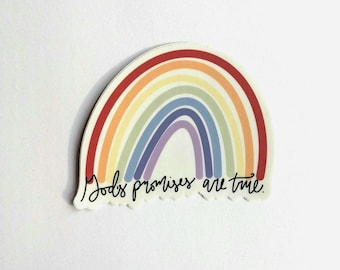 Rainbow Sticker: God's Promises, Laptop Decal, Christian Gift